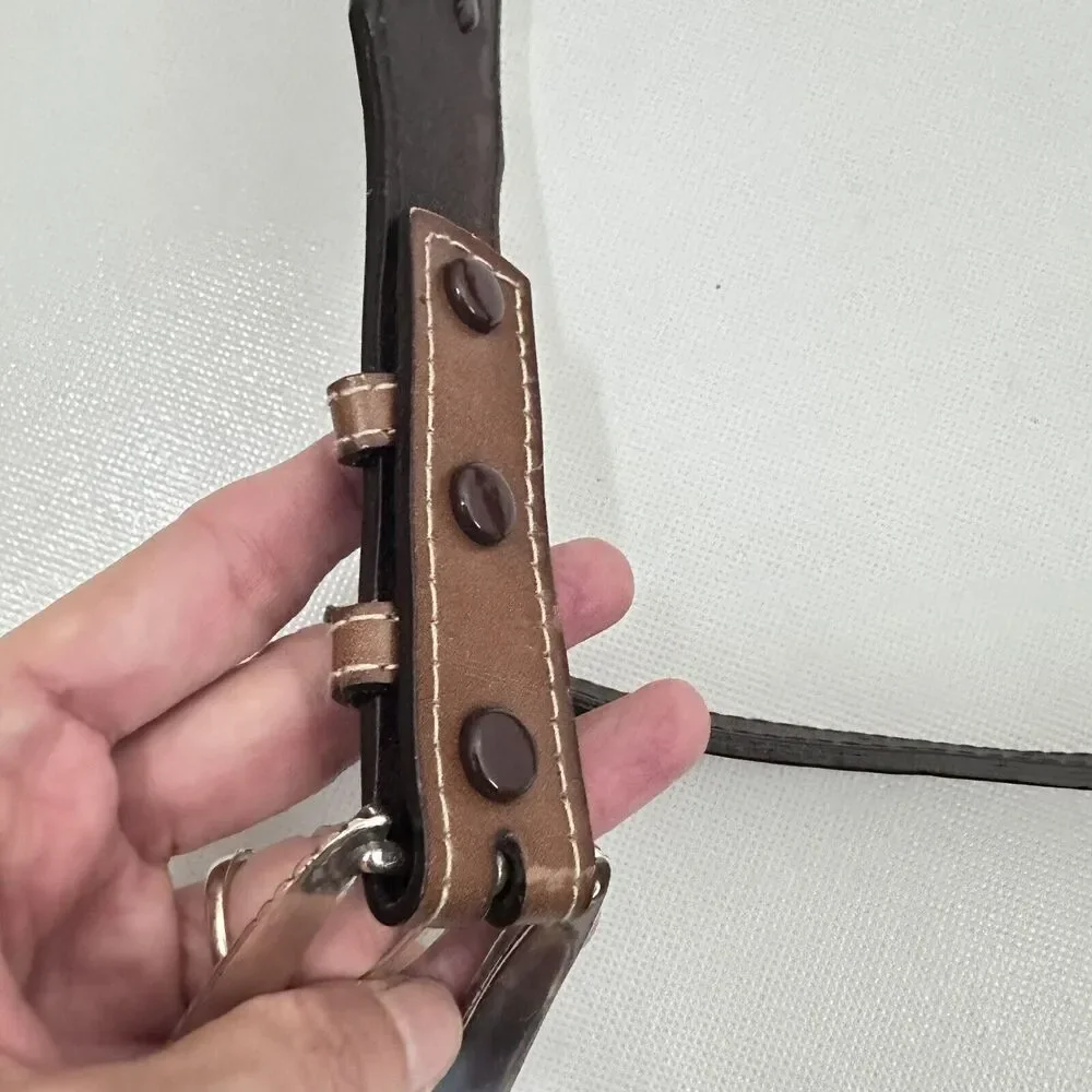 Western Belt Brown Man Made Concho Tooled Aztec Design Westerncore Cowboy 36